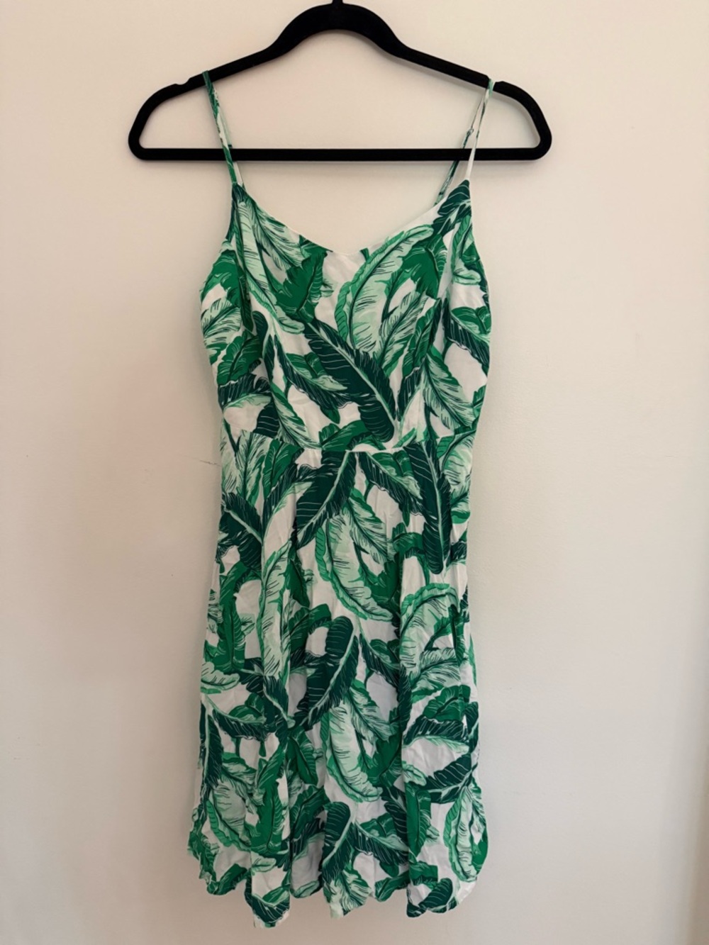 Old Navy White Dress with Green Leaf Print